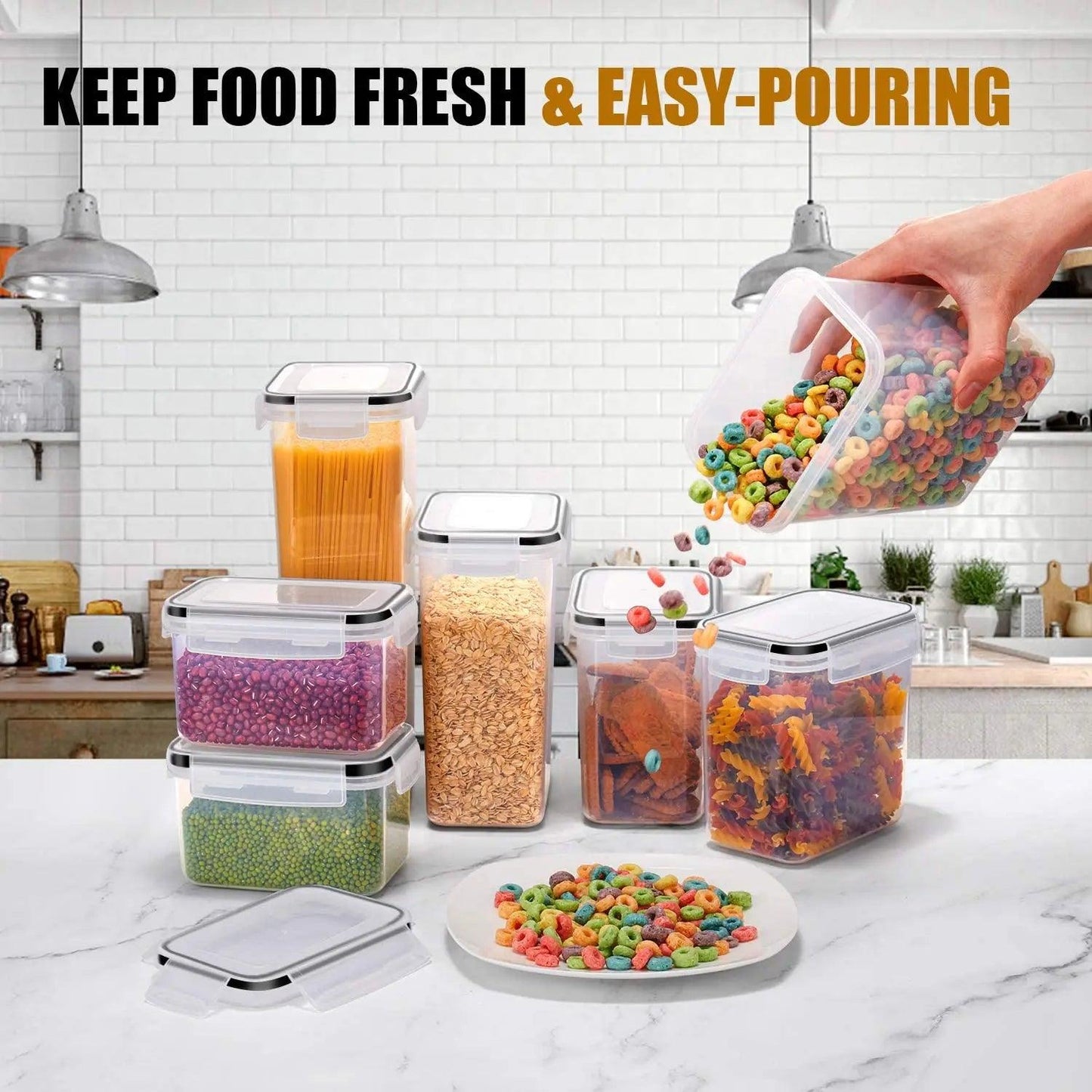 7pcs Airtight Food Storage Containers Set with Labels