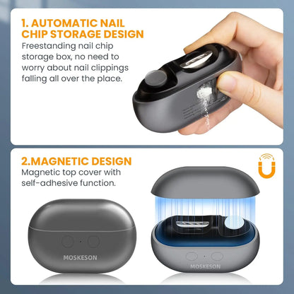 Electric Nail Clippers Automatic Toe Nail Clippers for Thick Toenails Seniors Smart Toenail Clippers with Led Light Nail Trimmer