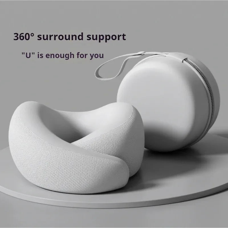 Memory Foam U Shaped Neck Pillow Travel Pillow for Airplane Car Office Nap Cervical Support with Portable Storage Box