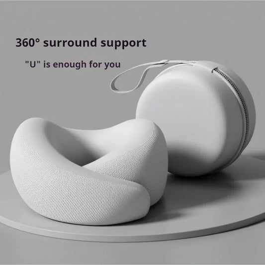 Memory Foam U Shaped Neck Pillow Travel Pillow for Airplane Car Office Nap Cervical Support with Portable Storage Box