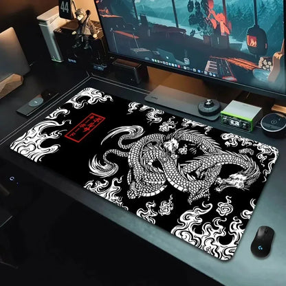 Japanese Dragon Large XXL Gaming Mousepad 900x400 700x300 Speed Desk Mat Anime Theme Keyboard Gamer Mouse Pad for Esports - Urbizia