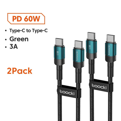 Toocki 100W Type C to USB C Cable PD 3.0 Quick Charge 4.0 Fast Charging Type C to Type C for iPhone 15 Macbook Samsung Xiaomi - Urbizia