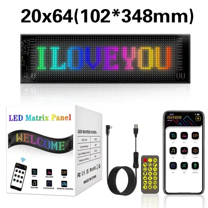 Multifunctional Bright Devil Eyes LED Light for Car Windshield Flexible Programmable Scrolling LED Display Bluetooth APP Control