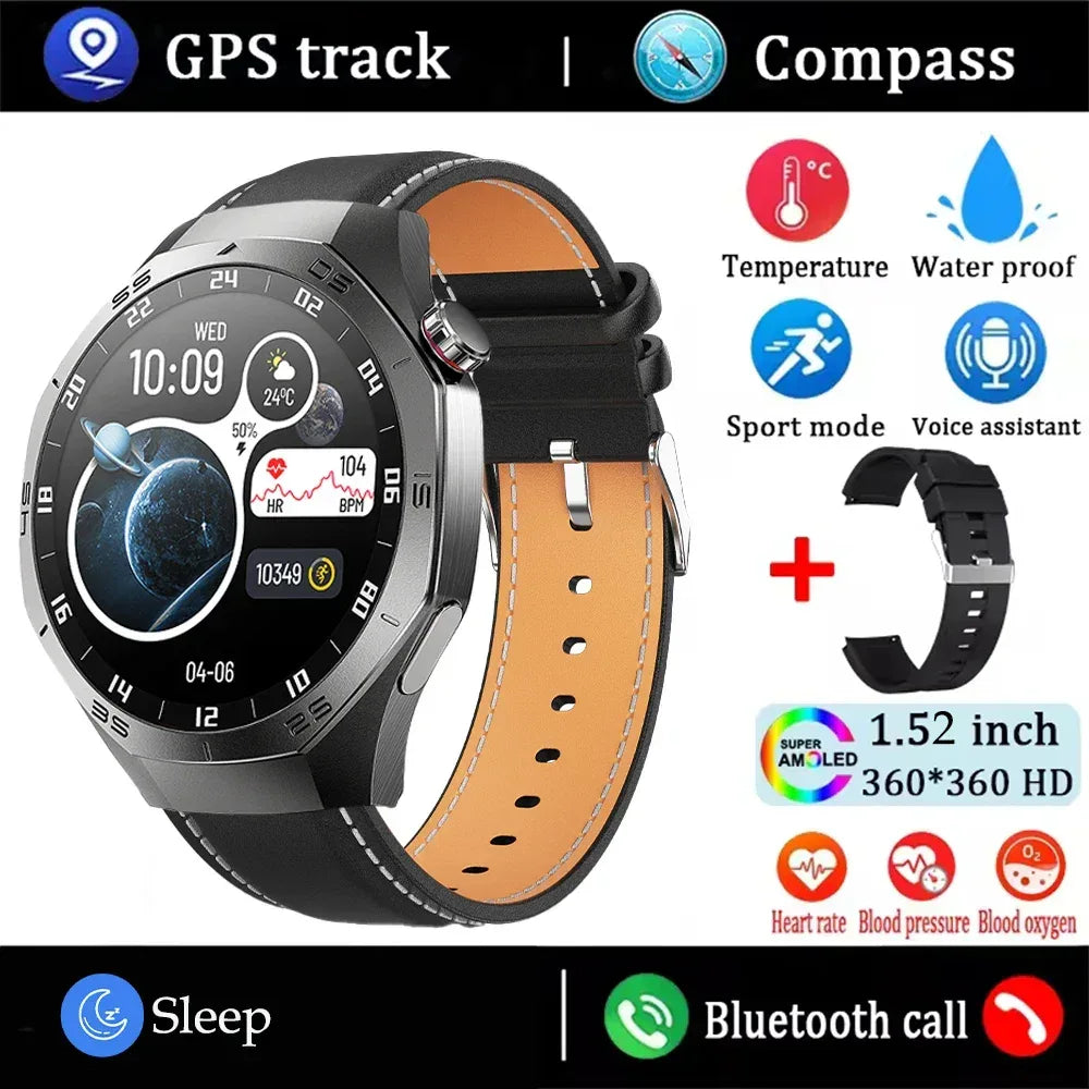 2025New For Android and ios Smart Watch Men AMOLED Screen GPS Motion trajectory Heart Rate Bluetooth Calls SmartWatch Waterproof - Urbizia
