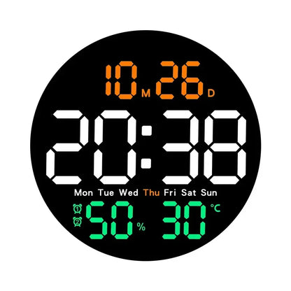 10 Inch Remote Control Digital Wall Clock Temperature Humidity Date Week Timing Countdown 2 Alarm Auto Dimmer LED Alarm Clock - Urbizia