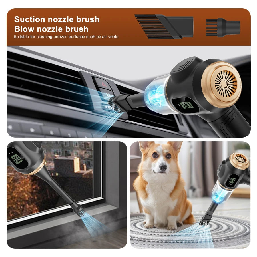 BELIBUY 2-in-1 car vacuum cleaner and blower, high-powered suction for cleaning car seats/mats/trunk dust, portable