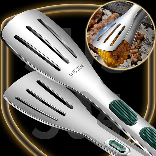 Stainless Steel Food Tongs – Non-Slip BBQ, Salad & Cooking Clip