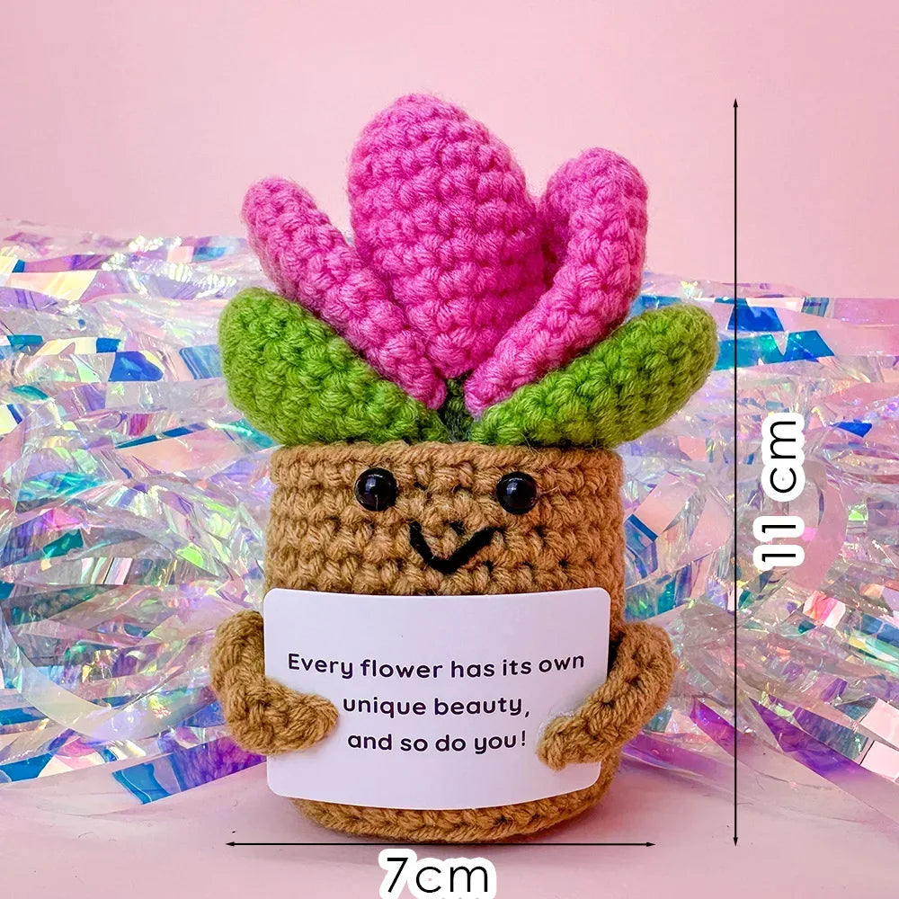 Positive Energy Crochet Doll Pocket Hug Handmade Knitted Plush Potato Plant Avocado Bee Turtle Duck Funny Emotional Support Gift - Urbizia