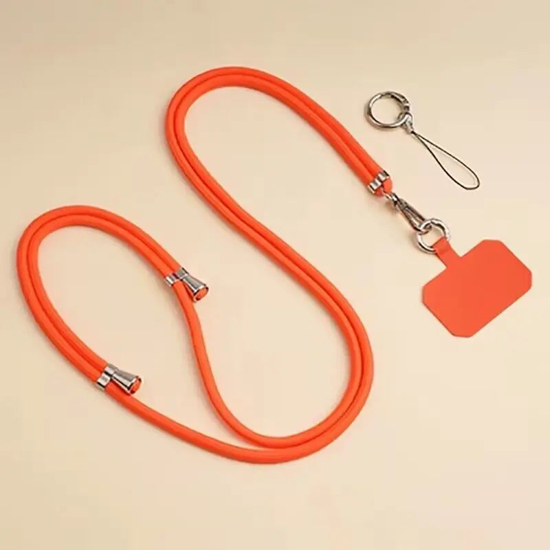Universal Adjustment Phone Lanyard Solid Color Polyester Necklace Strap Long Hanging Rope With Clip Anti-Lost Crossbody Lanyard