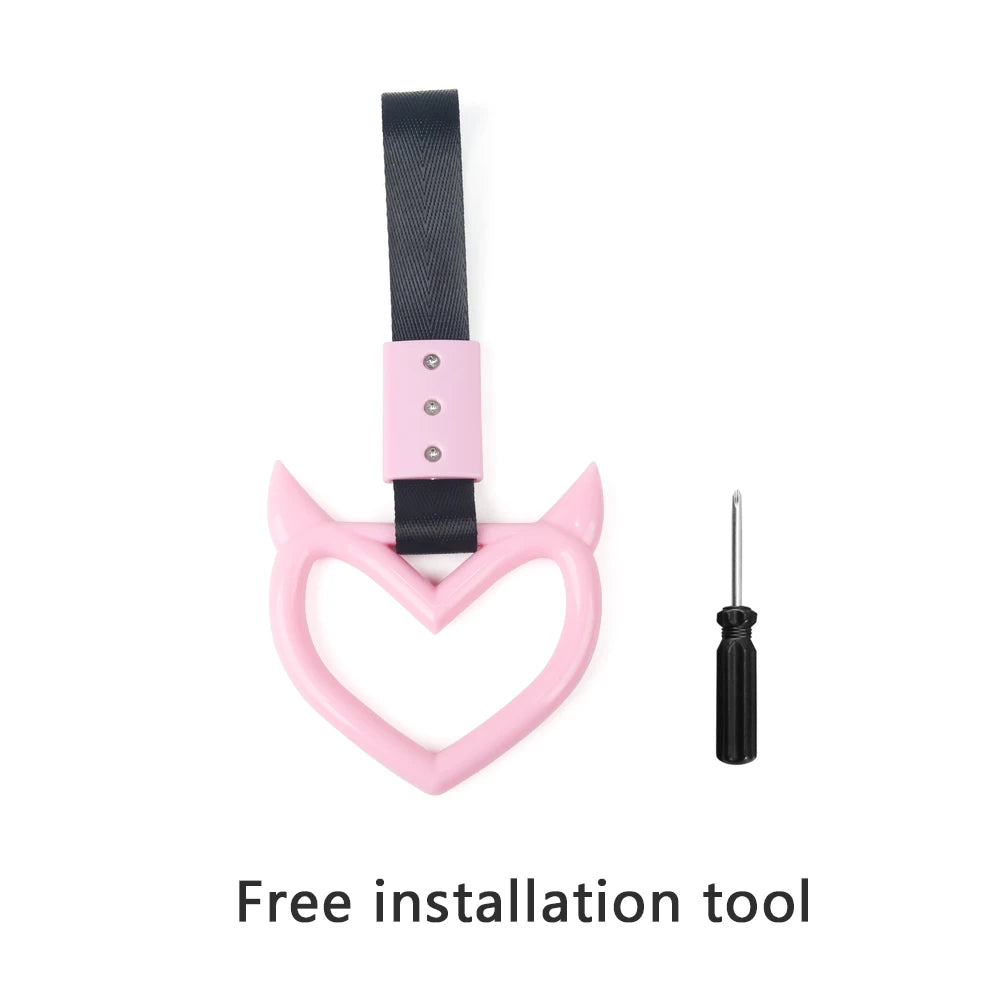 JDM Auto Accessories Cat Tsurikawa Ring Handle Hand Strap Loops Bumper Bus Car Drift Charm Warning Tag