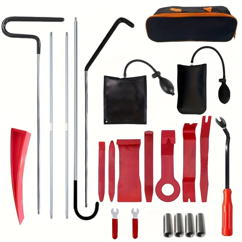 Car Door Tool Kit Inflatable Air Pump Auto Window Door Open Fixing Gripper Tools with Long Reach Kits & Carrying Bag