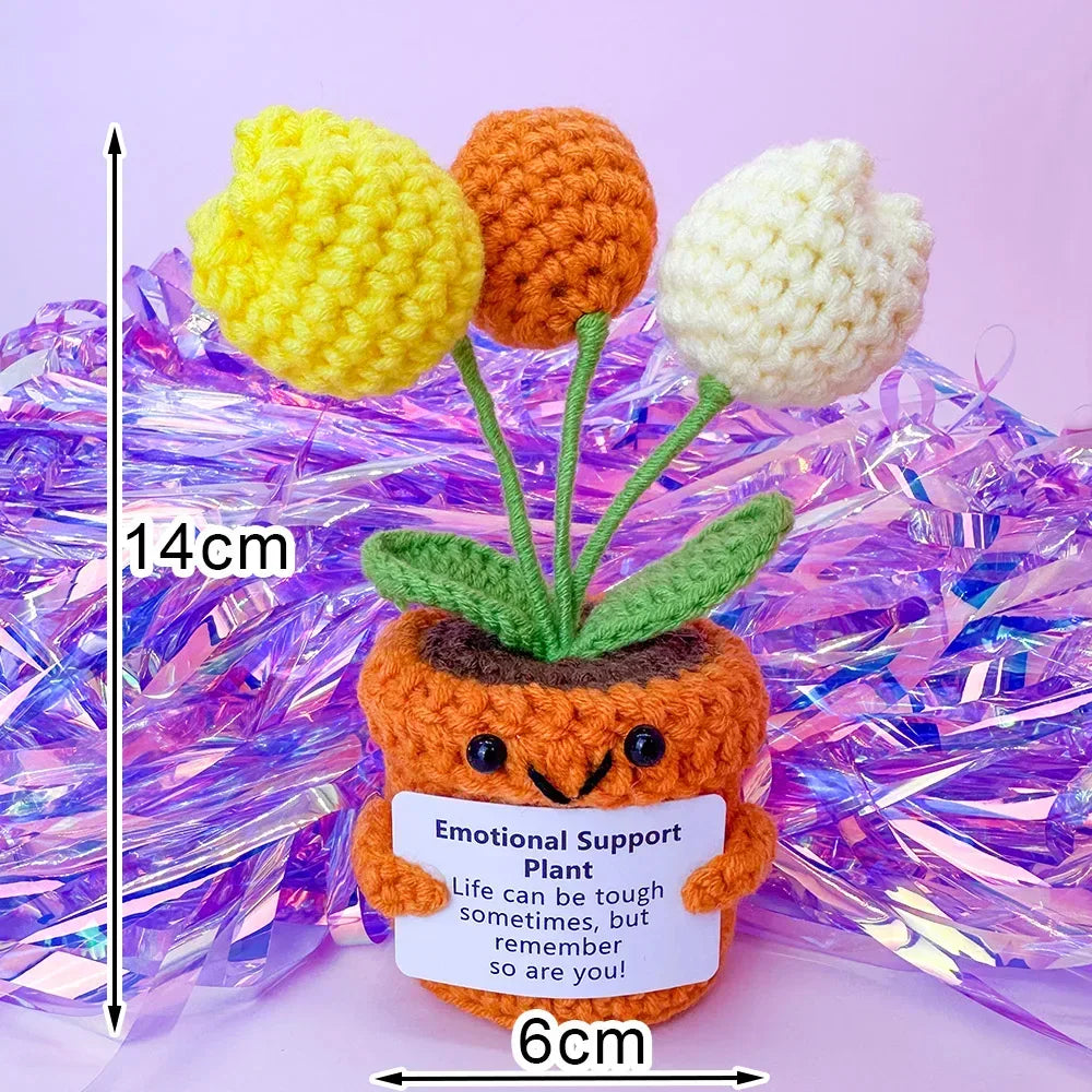Positive Energy Crochet Doll Pocket Hug Handmade Knitted Plush Potato Plant Avocado Bee Turtle Duck Funny Emotional Support Gift - Urbizia