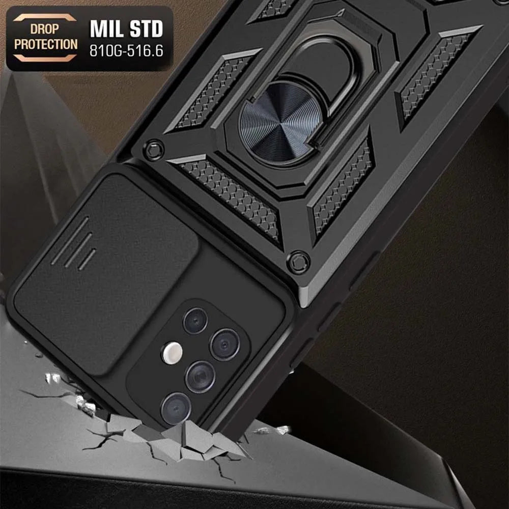 Case For Samsung Galaxy A71 A51 A73 A72 A53 A52 A33 A32 A34 A35 A23 A24 A25 Slide Camera Protector 360 Ring Armor PC Hard Cover