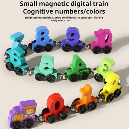 Colorful Building Blocks Number Digital Magnetic Wooden Train Toys Educational Hand-eye Coordination Magnetic Digital Train