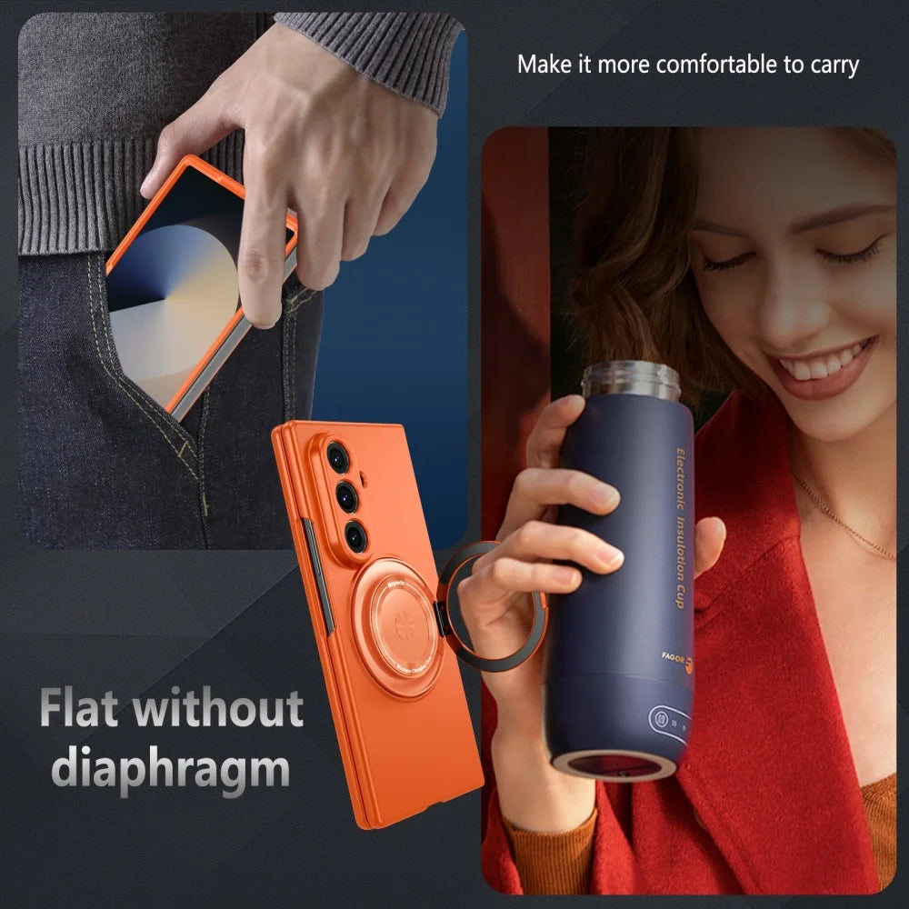 Luxury Military Armor Solid Color Magnetic 360 Bracket Phone Case For Samsung Z Fold 8 7 6 5 4 3 ZFold8Ultra for Magsafe Cover