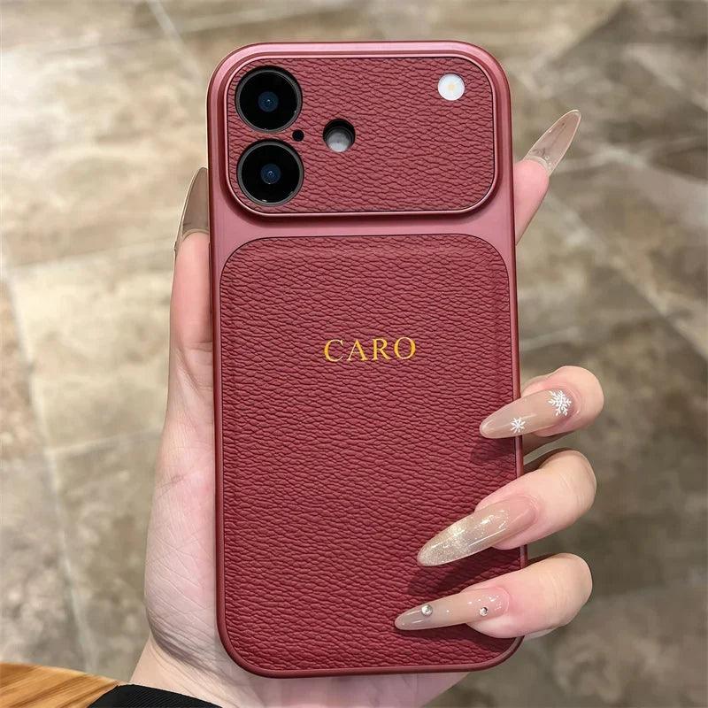 Personalized Initial Letter Leather iPhone Case