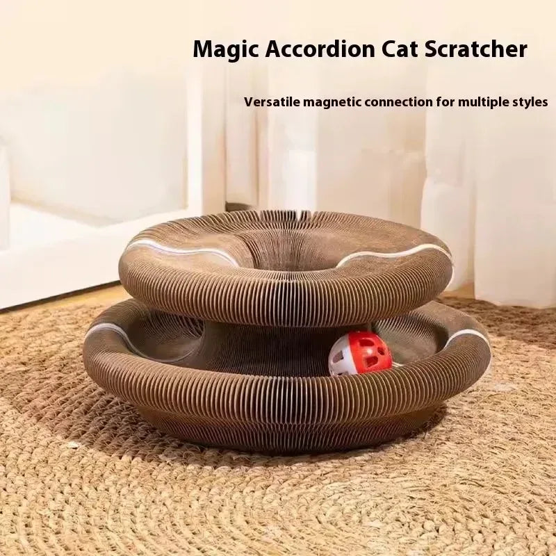 Magic Cat Scratch Organ Board Cat Toy with Ball Cat Grinding Claw Cat Climbing Frame Kitten Round Corrugated Cat Scratching Toy - Urbizia