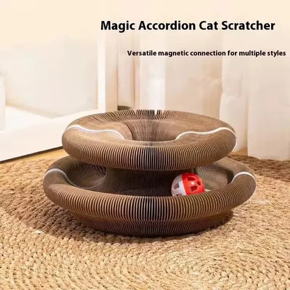 Magic Cat Scratch Organ Board Cat Toy with Ball Cat Grinding Claw Cat Climbing Frame Kitten Round Corrugated Cat Scratching Toy - Urbizia