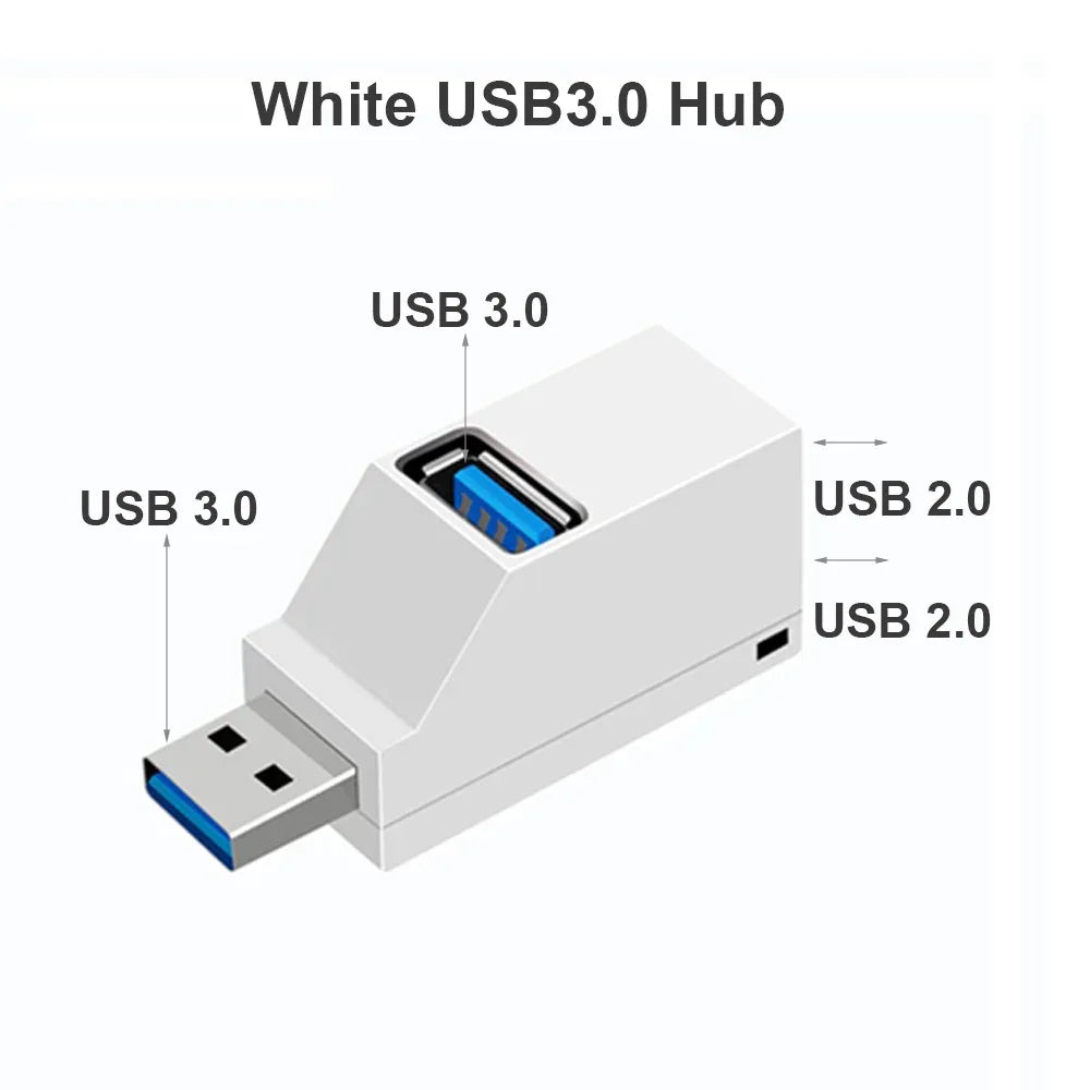 USB 3.0 1-to-3 Port Mini Hub Adapter Splitter