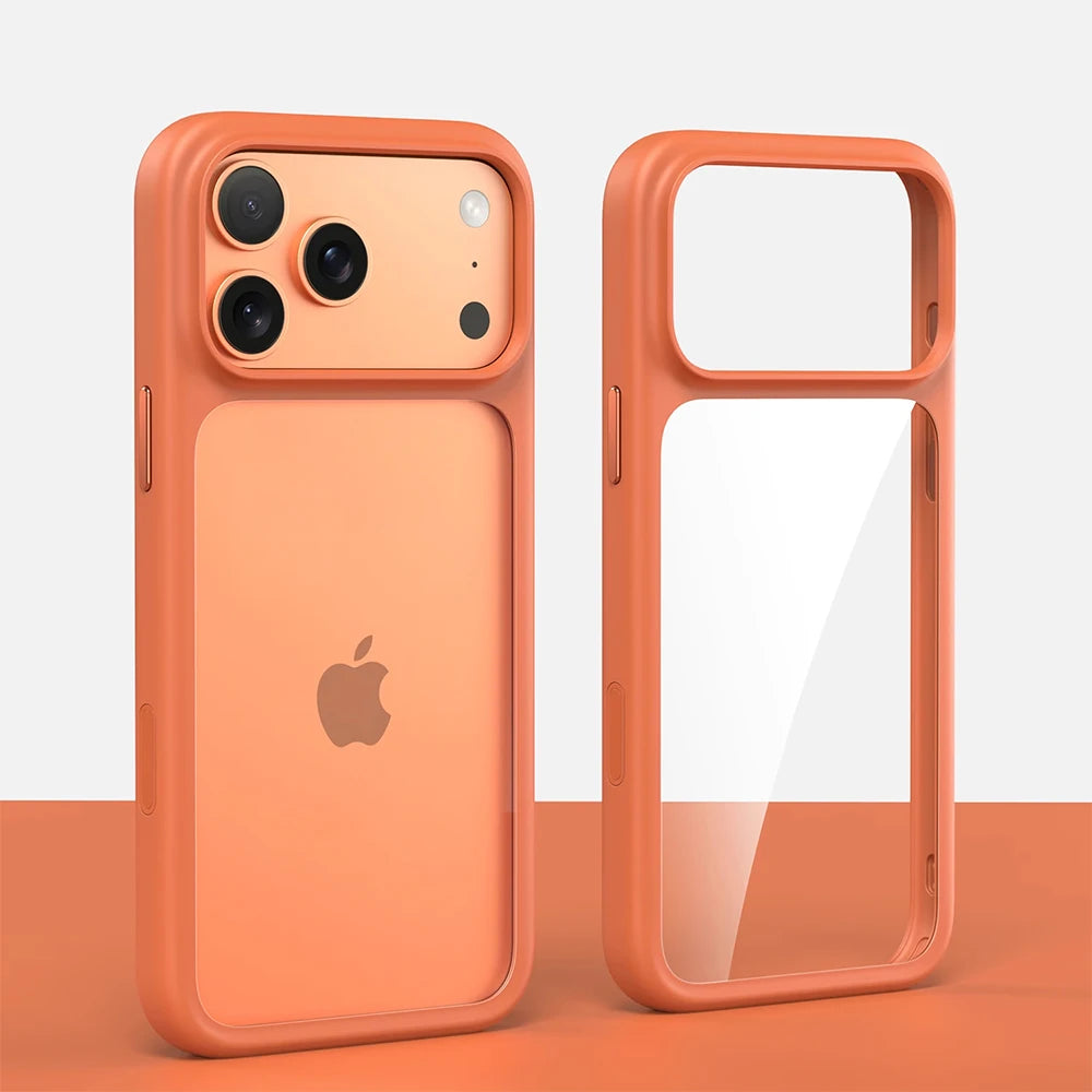 Luxury New Metal Buttons Matte Transparent Phone Case For iPhone 17 Pro Max 17Pro 17 Air Skin Feel Shockproof Bumper Clear Cover