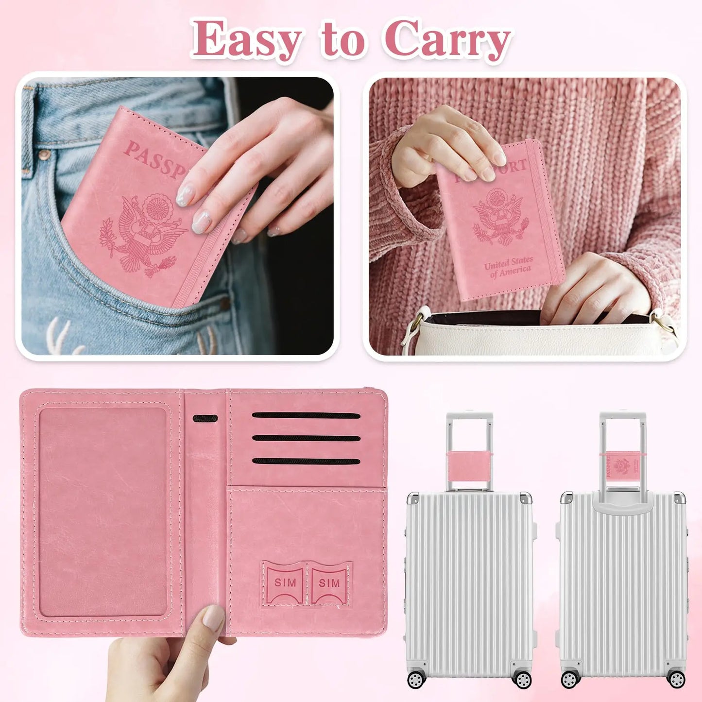 Passport Holder for Travel, Rfid Passport Cover Case, Passport Wallet Women Travel Essentials Accessories Document Organizer