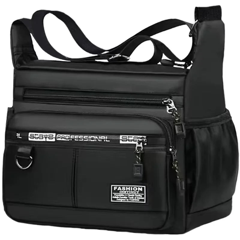 Men Business Crossbody Bag With Multi Layer Pockets Adjustable Shoulder Strap For Work Travel Professional Style