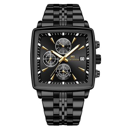 Multifunctional Timing Business Men Watch Waterproof Luminous Calendar Three Eye Six Pin Steel Male Fashion Quartz Clock Watch