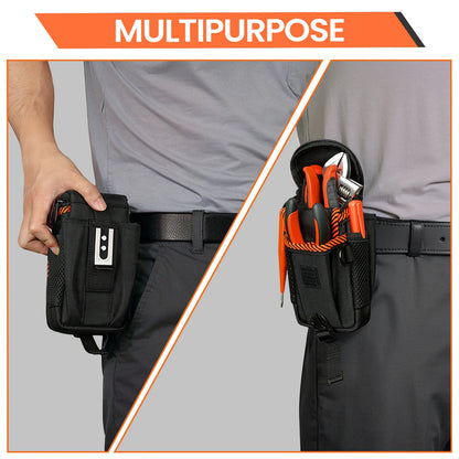 Small Tool Pouch with Belt Clip, Tool Belt Pouches, Electrician Tool Pouch. Mini Organizer Pocket Attachment for Tool Belt