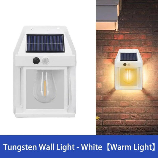 Solar Tungsten Night Lamp Intelligent Motion Sensor Wall Lamp 3 Lighting Modes Waterproof Courtyard Garden Decoration Lantern
