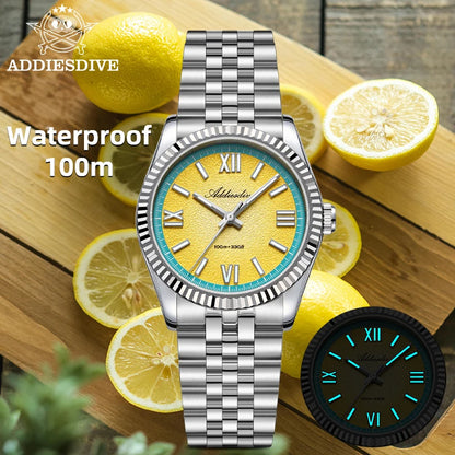 ADDIESDIVE Stainless Steel Quartz Watches For Men AD2535 reloj hombre Colorful Dial Watch Super Luminous Simple Wristwatches