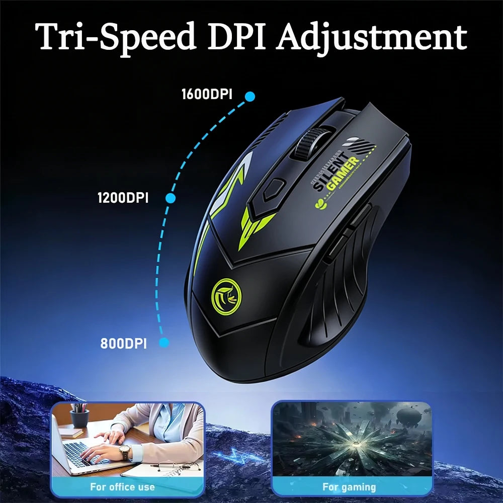 2.4G Wireless Mouse Dual-Mode Bluetooth Mouse 6Buttons Silent Gaming Mice Rechargeable E-Sports Mouse 1600DPI Office Mice For PC