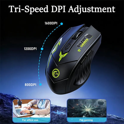 2.4G Wireless Mouse Dual-Mode Bluetooth Mouse 6Buttons Silent Gaming Mice Rechargeable E-Sports Mouse 1600DPI Office Mice For PC