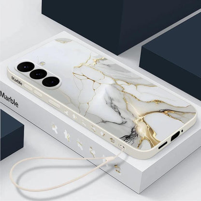 Marble Hand Lanyard Case For Samsung Galaxy S26 S25 S24 Ultra S23 FE A56 A17 A36 A55 A54 A16 A15 5G Soft Silicone Phone Cover