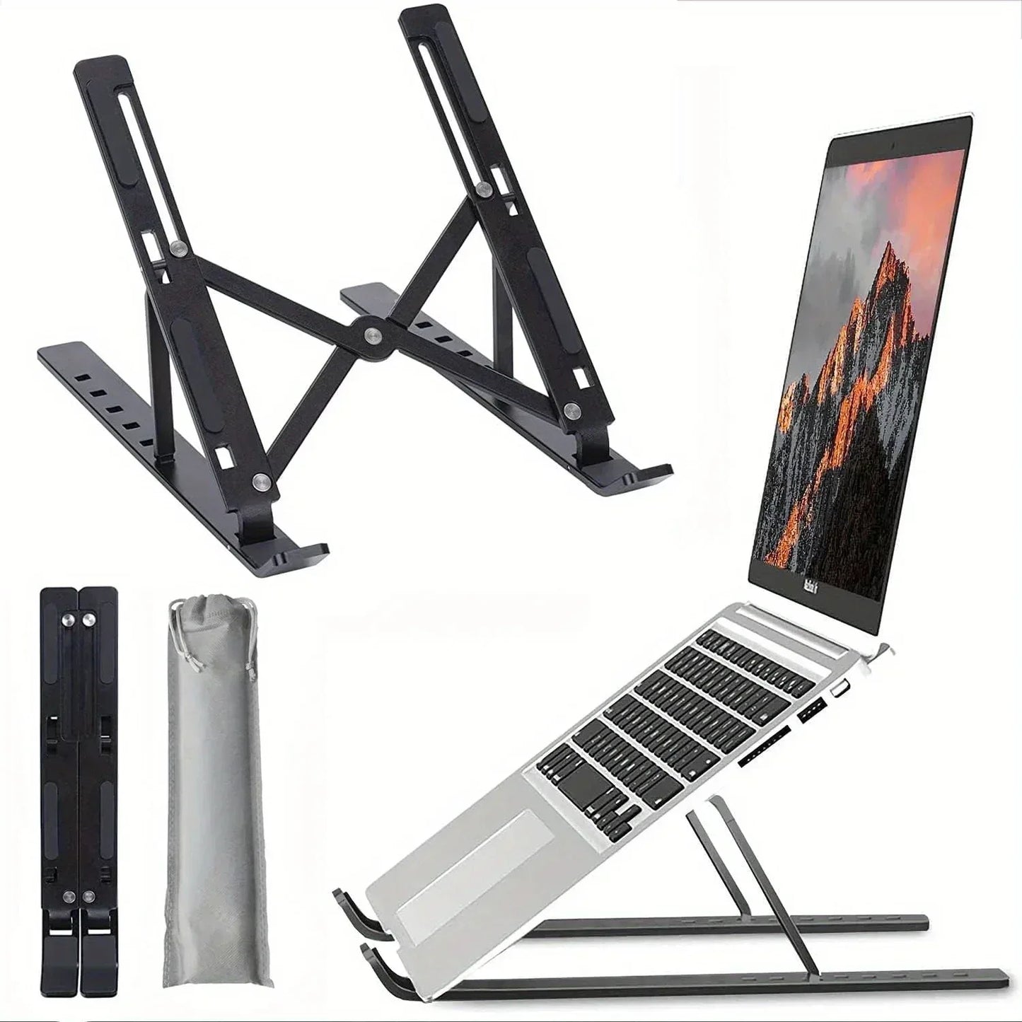 Adjustable Aluminum Laptop Stand – 6-Level Foldable Design - Urbizia