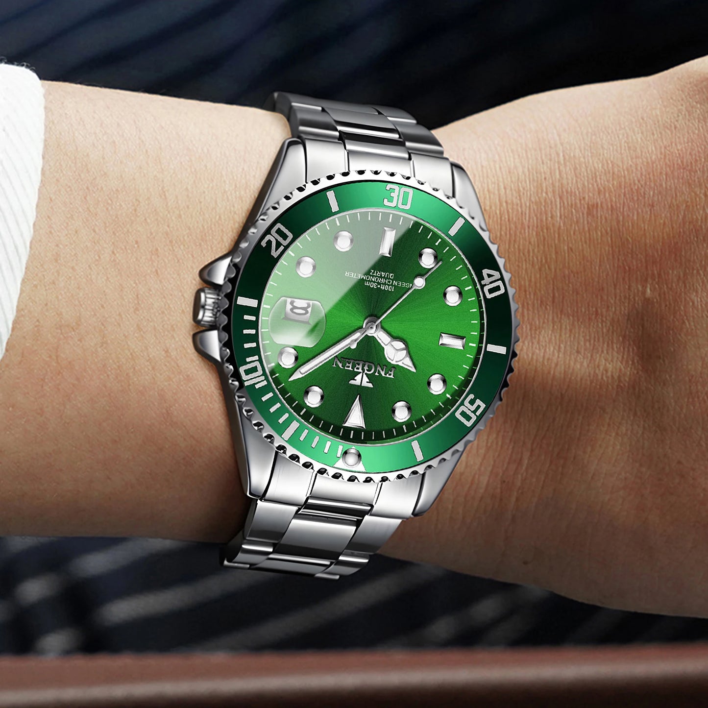BINBOND Durable Stainless Steel Strap Precise Quartz Wristwatches for Men Luxury Luminous Waterproof Auto Date Men's Watch Reloj