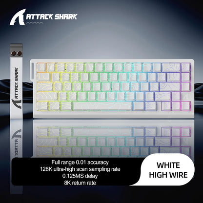 ATTACK SHARK X68HE Esports magnetic axis keyboard 8KHz return rate,total area 0.01mm,and 0.125ms rate class Ultra-low latency