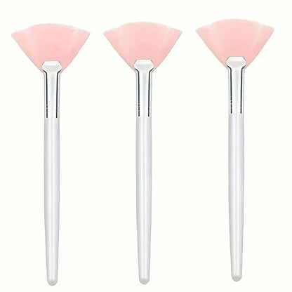 3/6/12pcs Practical Facial Brushes Fan Shape Brush Flat Head Face Mask Applicator Soft Portable Mask Brushes Cosmetic Tools - Urbizia