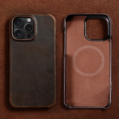 for Magsafe Case for iPhone 15 16 17 18 Pro Max Air Promax 17Pro 16Pro 18Pro Retro Luxury Genuine PULL-UP Leather Back Cover