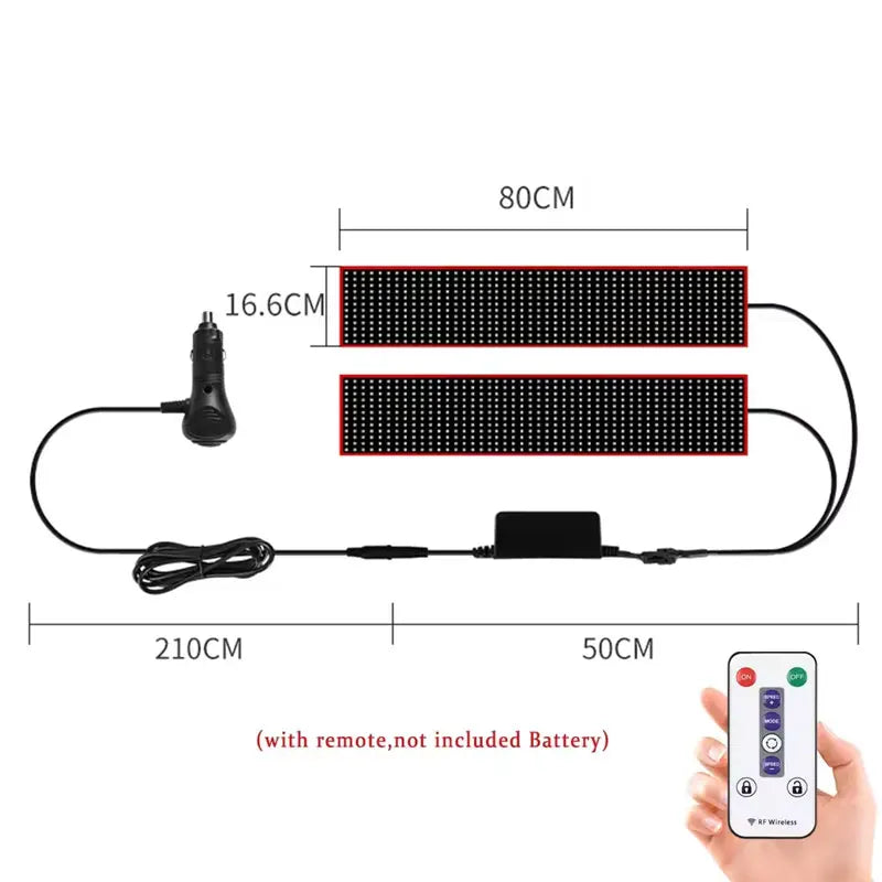 Truck Car Devil Eye LED Pixel Panel Light Remote Control Soft Foldable Lighting Scrolling For Board Windshield 12V 24V
