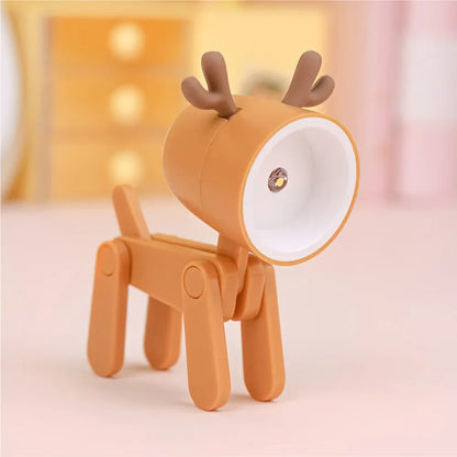 LED Night Light Mini Folding Desk Lamp Cute Pet Lights Dog Deer Portable Night Light Student Living Room Decor Gift - Urbizia