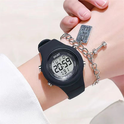 LED Digital Kids Sports Watch set Luminous Waterproof Alarm Clock Boys and Girls Student Electronic Wristwatch with Bracelet set