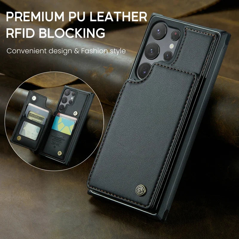 Luxury Flip Card Slot Wallet Leather Stand Case For Samsung Galaxy S25 S24 Ultra S23 FE S22 Plus S21 S20 A55  Protection Cover