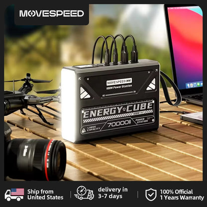 MOVESPEED Z70 Pro Max Power Bank 70000mAh 140W PD Fast Charge Powerbank External Battery USB C for iPhone Laptop Outdoor