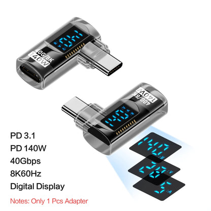 90 Degree USB C Adapter Right Angle U Shape Type C Adapter 40Gbps Data Transfer PD 140W USB4.0 8K 60Hz Video for Thunderbolt 3/4