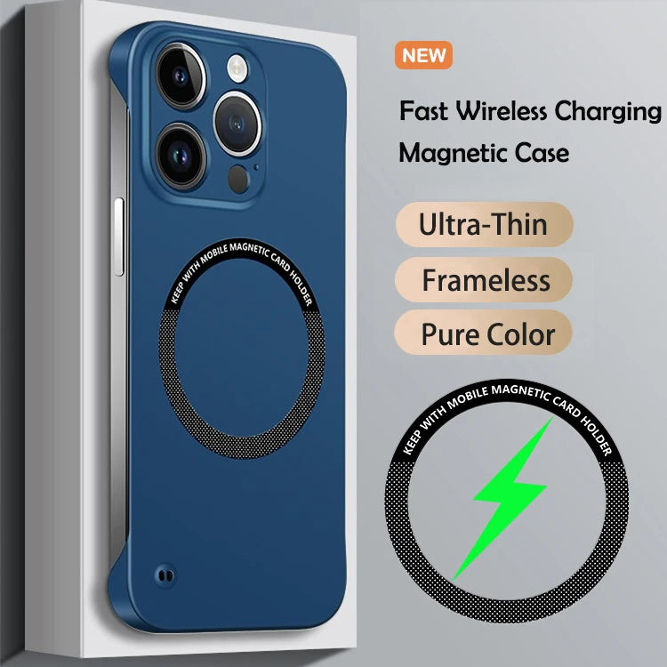 Luxury Ultra Slim Magnetic Frameless Solid Color Phone Case for Magsafe iPhone 13 12 Mini 11 Pro XR X XS Max Shockproof Cover