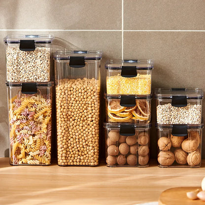 Sealed Jars Kitchen Grain Storage Organizer Large Tank Plastic Moisture-proof Storage Box Household Seasoning Jars Set 2030