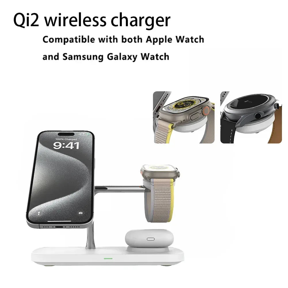 3 in 1 Wireless Charger Stand For iPhone 12/13/14/15/16/17 Fast Charging Station for Apple Watch 10 9 8 7 6 5 4 Airpods 2 3 Pro - Urbizia