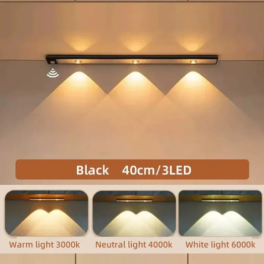 LED Ultra Thin Under Cabinet Lights Motion Sensor night light Wireless 3Color Dimmable For Kitchen Cabinet Bedroom Wardrobe Ligh - Urbizia