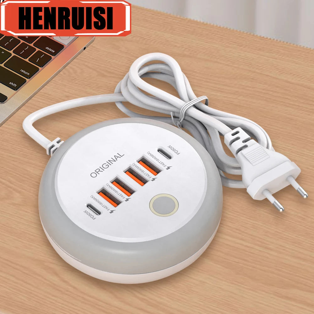 50W Power Strip Multi Port USB C Socket Type C Fast Charging Wall Charger USB Adapter For IPhone12 13 Quick Mobile Phone Charger