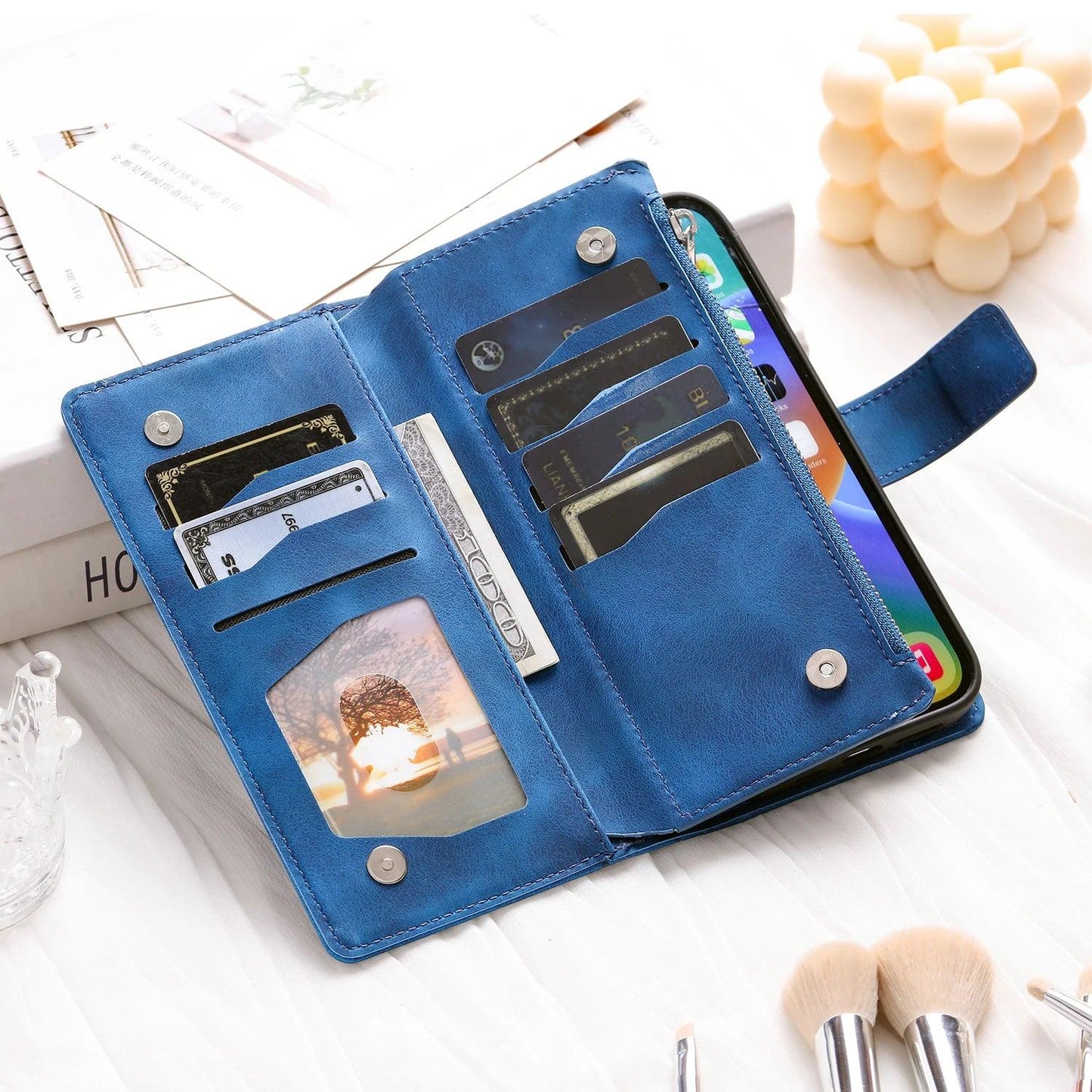 Leather Flip Wallet Case for Samsung Galaxy